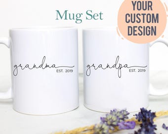 Grandpa and Grandma Individual OR Mug Set, Baby Announcement, New Grandparents Mug, New Grandpa, New Grandma, Pregnancy Announcement