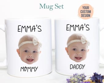 Custom Child Face Photo Gift For Mom Dad Individual OR Mugset, Personalized Photo Mug, Christmas Gift, Parents Birthday, Baby Face Gift Mug
