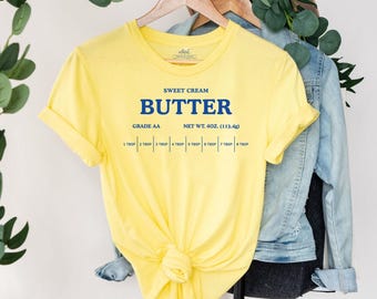 Maglietta con crema dolce al burro / Maglietta con panetto di burro, Regalo per fornaio, Maglietta per fornaio, Maglietta divertente per pasticceri, Maglietta per amanti del burro, Maglietta da donna con scritta "Burgo"