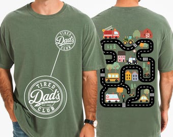 Comfort Colors® Tired Dads Club Shirt, City Car Track Dad Tee, Police Car Ambulance School Bus Shirt, Funny Dad Gift, Fathers Day Shirt