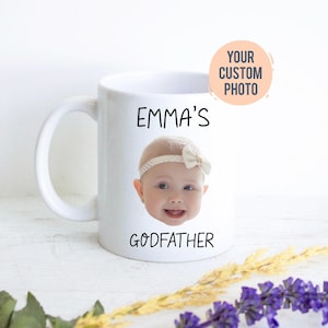 tasse personnalisée parrain | Visage d'enfant personnalisé, cadeau de baptême pour nouveau parrain, cadeau parrain et marraine, proposition de parrain, seras-tu mon parrain