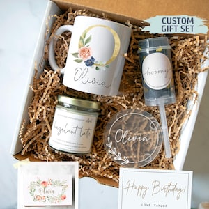 Coffret cadeau d'anniversaire personnalisé | Cadeau pour elle, idée cadeau d'anniversaire, trousse de soins d'anniversaire personnalisée, tasse d'anniversaire, cadeau d'anniversaire pour meilleure amie