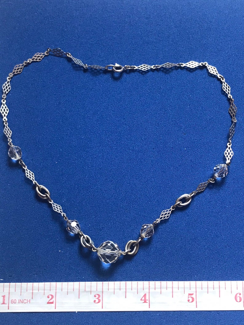 Vintage Art Deco jewellery crystal necklace
