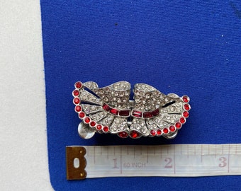 Vintage Art Deco jewellery paste diamanté pair of dress clips duette