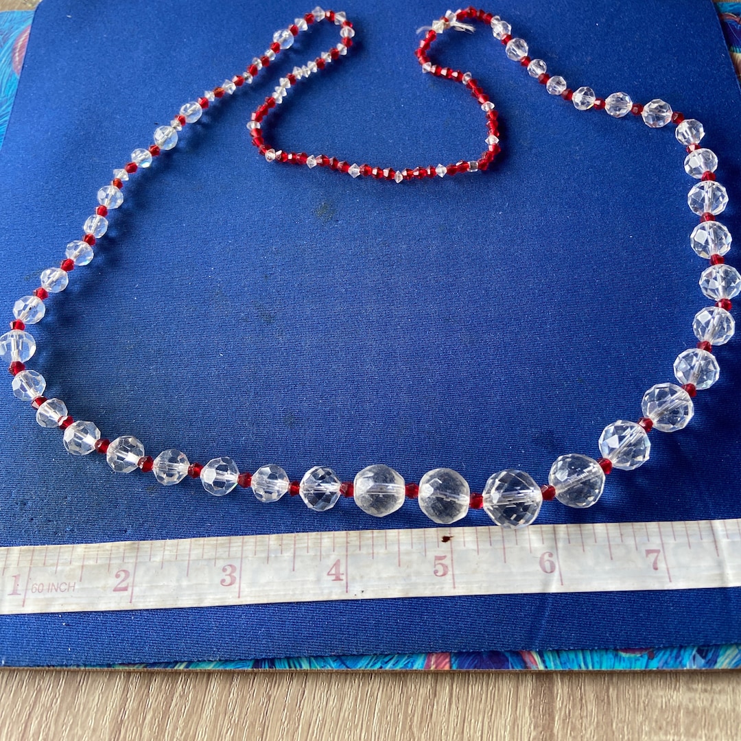 Vintage Art Deco Crystal Glass Necklace Etsy