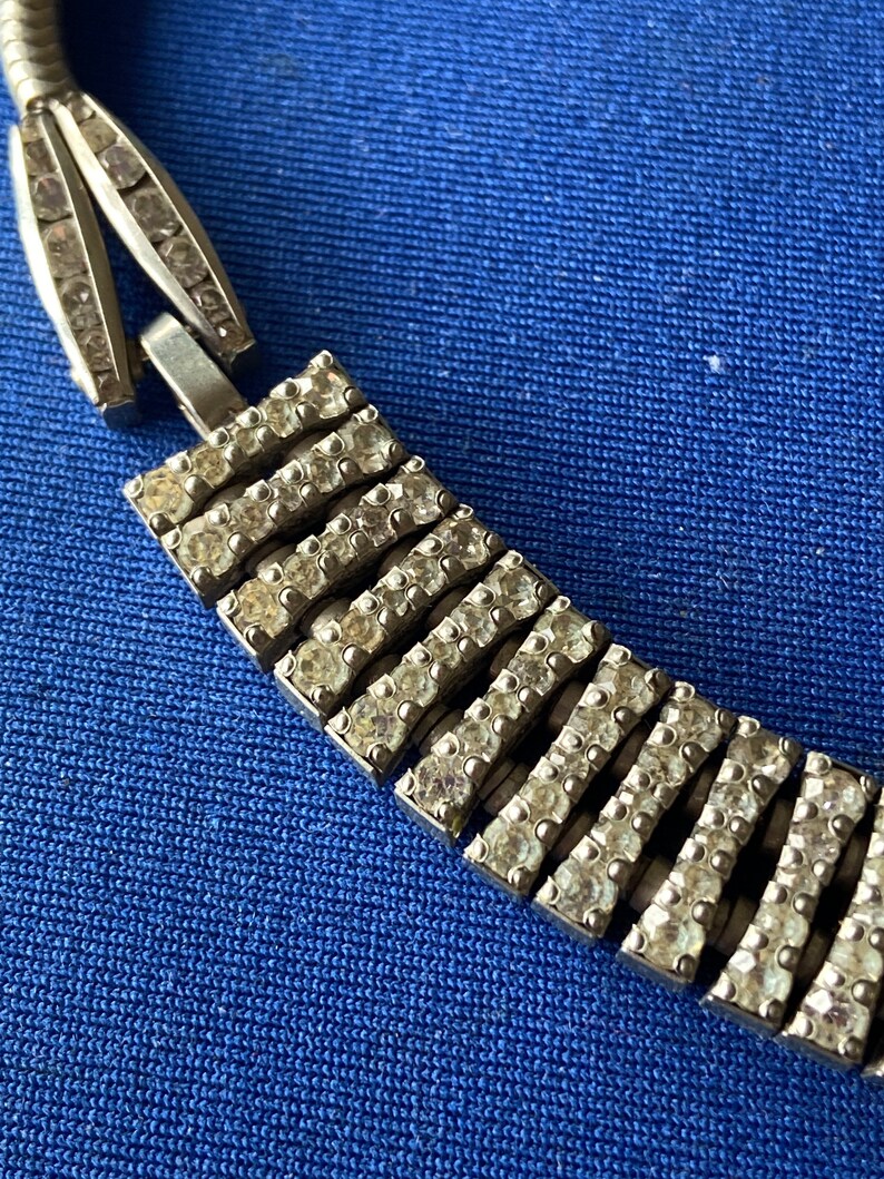 Vintage Art Deco Jewellery ESHA RANDEL D.R.G.M Diamanté Necklace Signed