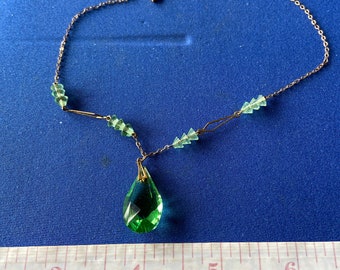 Vintage Art Deco jewellery crystal glass necklace