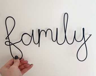 Family Wire Sign - Wire Wall Art - Wall Hanging - Hallway Sign - Living Room Sign - Wire Words - Gallery Wall - gift present
