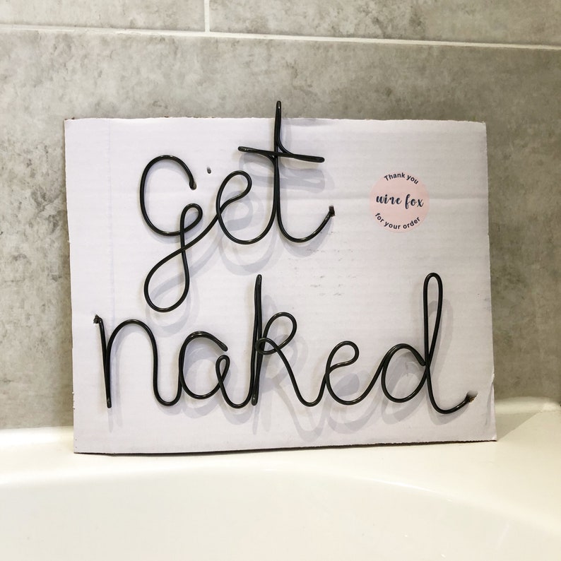 Get naked quote wire words wire word wall art bathroom | Etsy