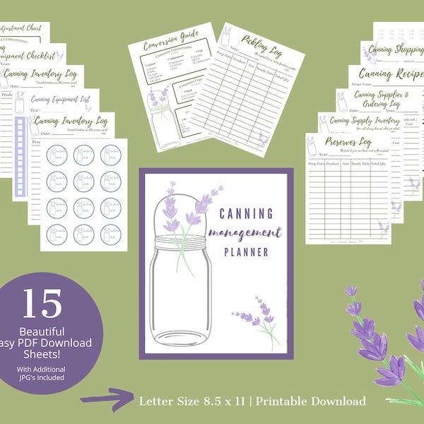 Canning Planner | Printable Food Preservation Planner | Pantry Inventory | Food Preservation Log | Printable Harvest & Preservation Tracker