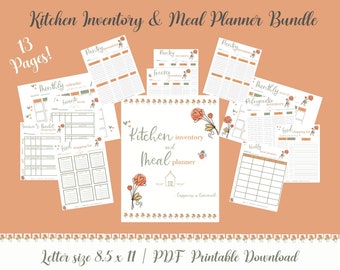 Kitchen Inventory & Meal Planning Bundle - Organizing Printables, Pantry Inventory, Meal Planner, Favorite Recipes, Gifts, INSTANT DOWNLOAD