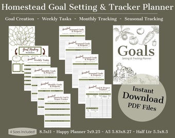 Goal Setting Planning & Tracker Printable | Goal Tracker | New Year Goal Planning | Goal Planner Printable Kit | INSTANT DOWNLOAD