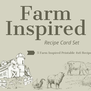 Cartões de receitas de herdade | Cartões de receitas com tema de fazenda | Download instantâneo para impressão | Presentes de cozinha | Cozinhar | Cozimento | País