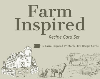 Homestead Recipe Cards | Farm Themed Recipe Cards | Printable Instant Download | Kitchen Gifts | Cooking | Baking | Country