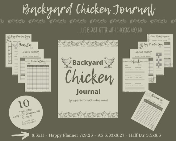 Backyard Chicken Journal & Planner Printable | Egg Count Printable | Chicken Health Resources | Chicken Keeper Journal | INSTANT DOWNLOAD