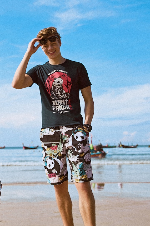 Mens Funny Rainbow Panda Quick-Drying Board Shorts Mens Funny Rainbow Panda Quick-Drying Board Shorts