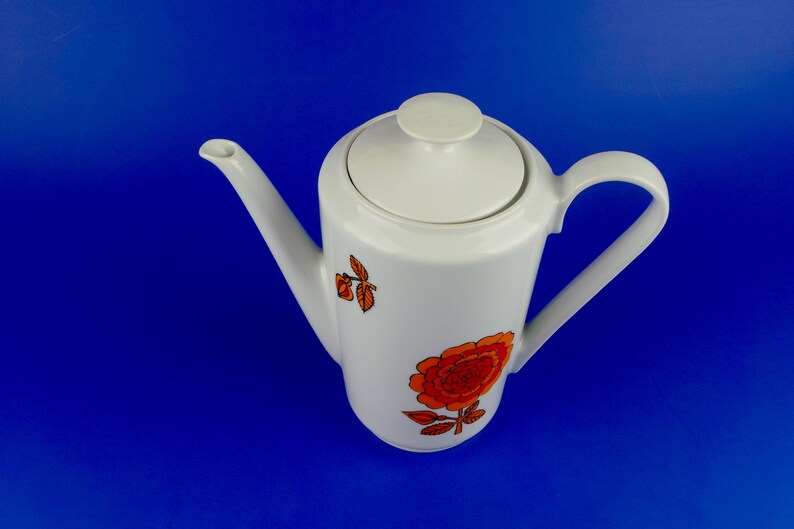 Vintage Large Porcelain Teapot Kahla Vintage Kettle Orange Etsy