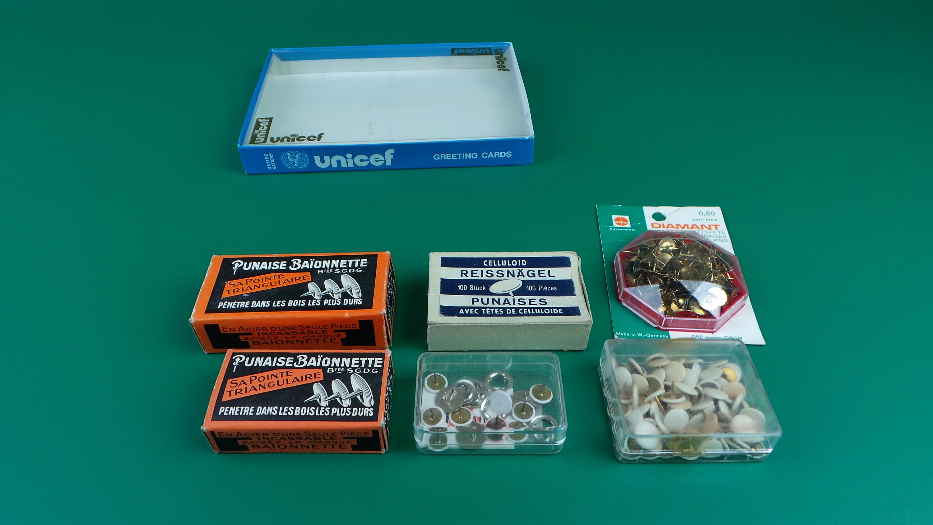 Set of Six Boxes Drawing Pins Punaise Etsy