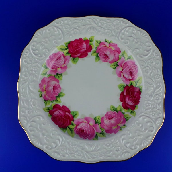 Vintage Porcelain Platter Schumann Arzberg Bavaria Roses 22 Carat Gold * Art Deco Style * Made in W. Germany