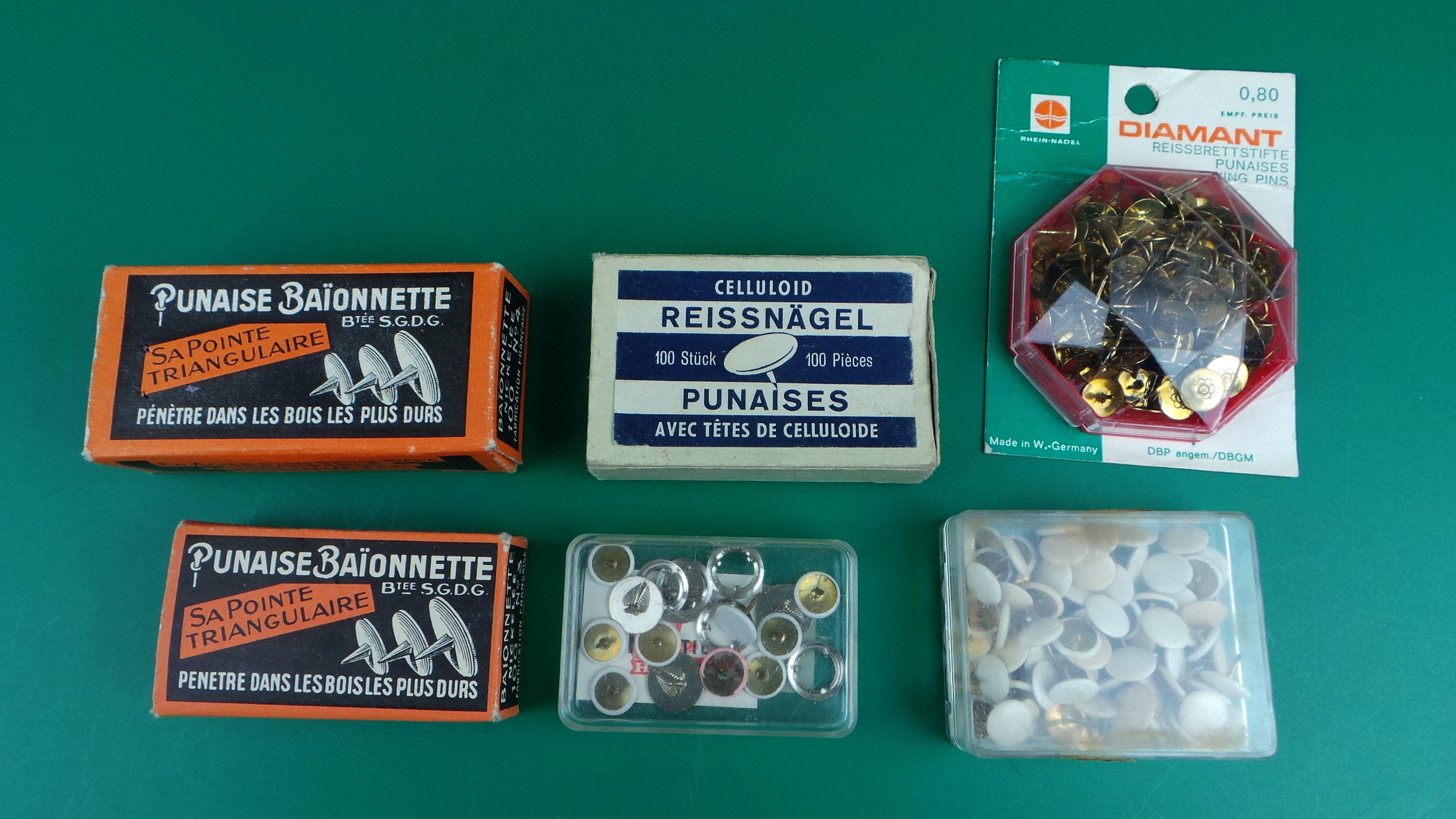 Set of Six Boxes Drawing Pins Punaise Etsy