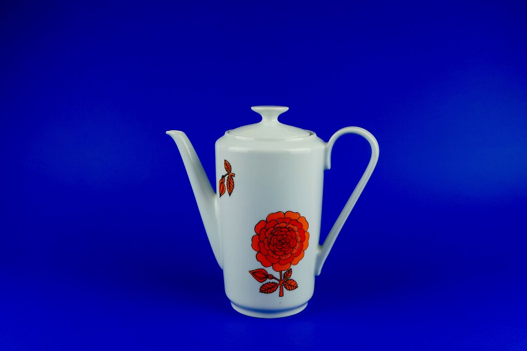 Vintage Large Porcelain Teapot Kahla Vintage Kettle Orange Etsy