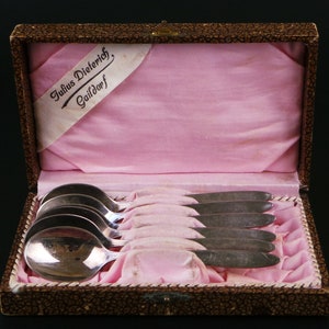 Vintage Boxed Set of Six Silver Plated Tea Spoons Julius Dieterich Gaildorf * Collectable Cutlery August Wellner Patent 90/45 Germany