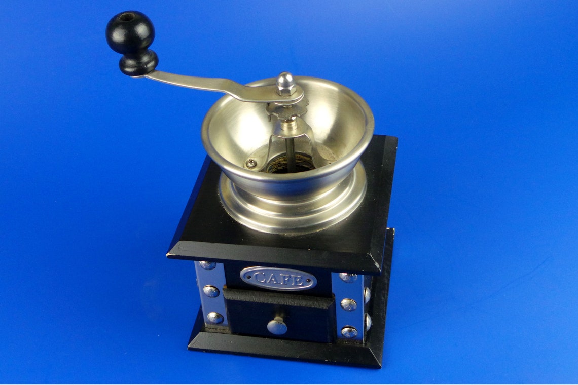 Vintage Black Wooden Coffee Grinder Collectable Coffee Manual Etsy