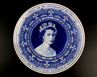 Vintage Porzellanteller Wedgwood Jahrestag der Krönung Ihrer Majestät Königin Elizabeth II Vintage Porzellan Souvenir England