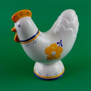 Vintage Hand-Painted Ceramic Rooster: Portuguese Folk Art Sculpture