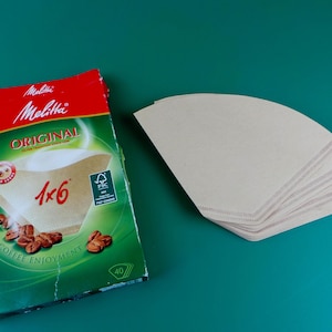 28 filtros de café de papel originales vintage Melitta 1x6 * Caja de cartón original * Vertedores y goteros