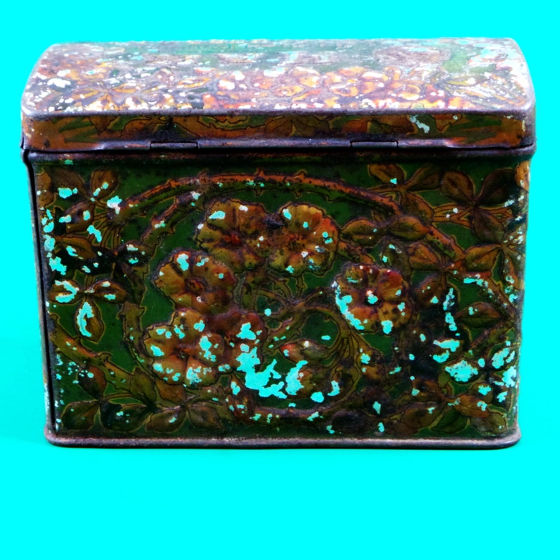 Vintage Rare Tin Box Antique Tea Tin Box Home Style Art Deco Etsy