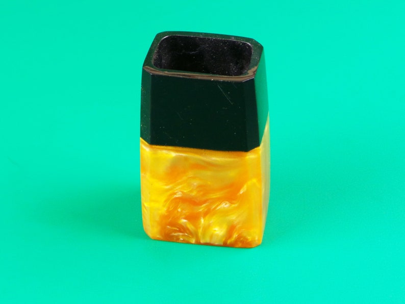 Vintage Pen Holder Artificial Amber Desktop Stand Pencil Office Organizer Office Decoration