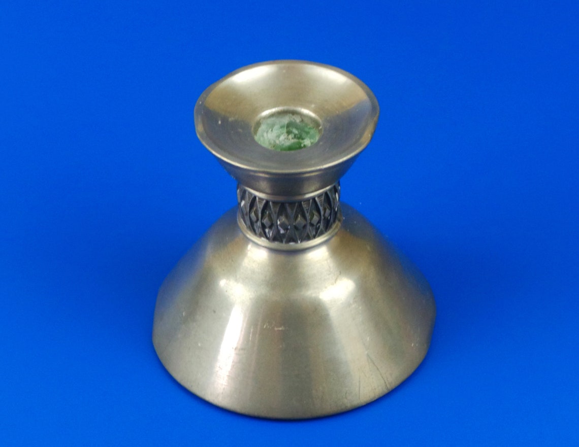 Vintage Pewter Candle Holder Old Large Aluminum Candlestick Etsy