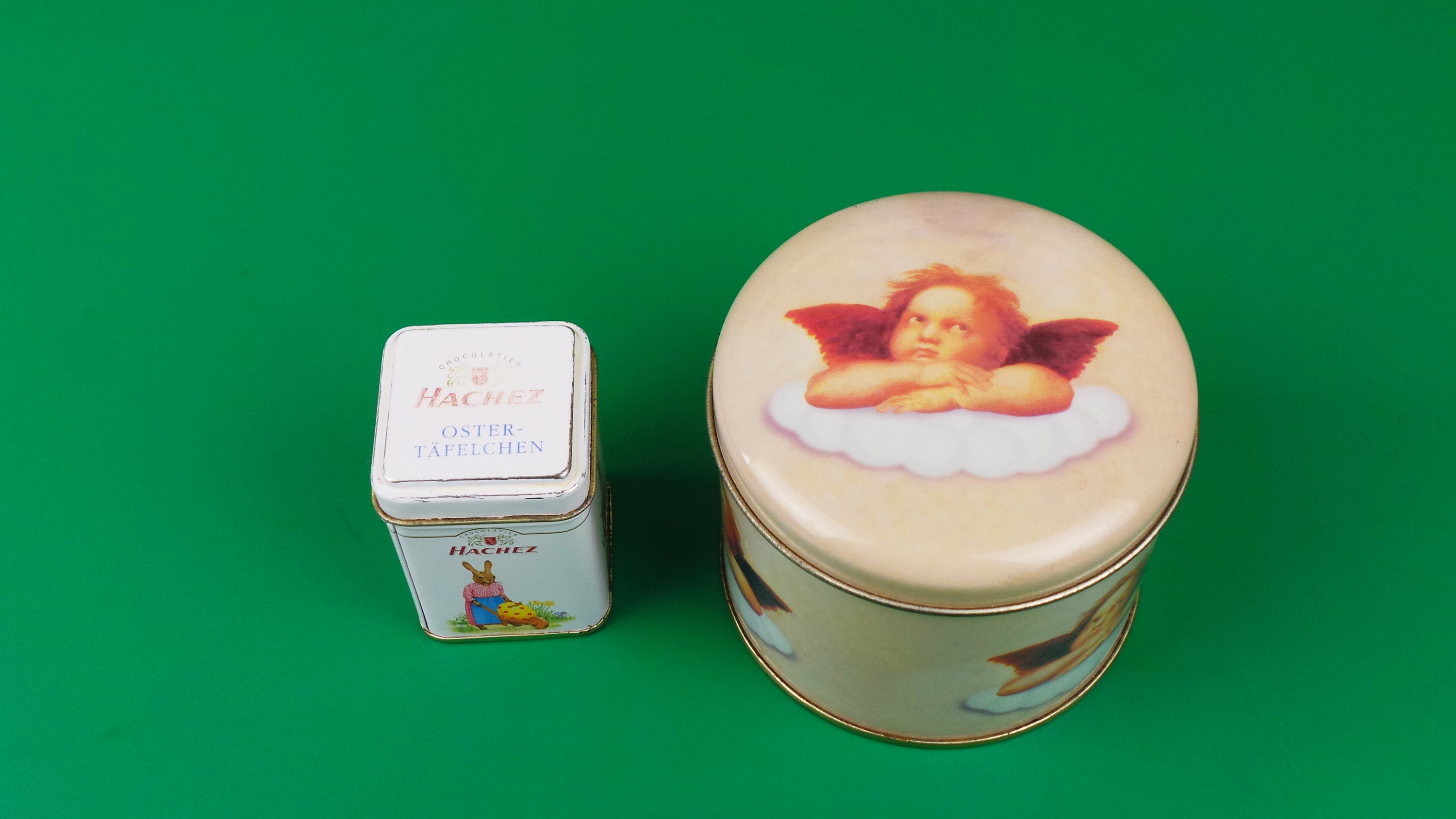 Set of Two Vintage Tin Boxes Vintage Tin Box Hachez Chocolate Etsy