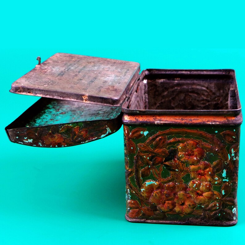 Vintage Rare Tin Box Antique Tea Tin Box Home Style Art Deco Etsy