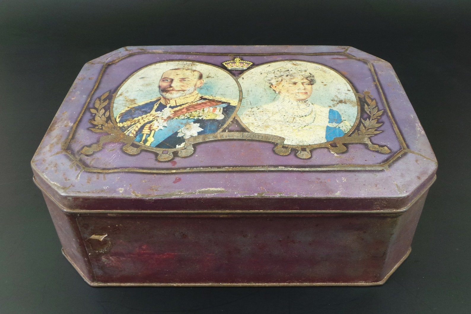 Antique Tin Box Silver Jubilee of King V and Queen Mary Etsy