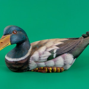 Vintage Handmade Wooden Duck Decoy * Hand Carved Folk Art Duck * Rustic Farmhouse Decor