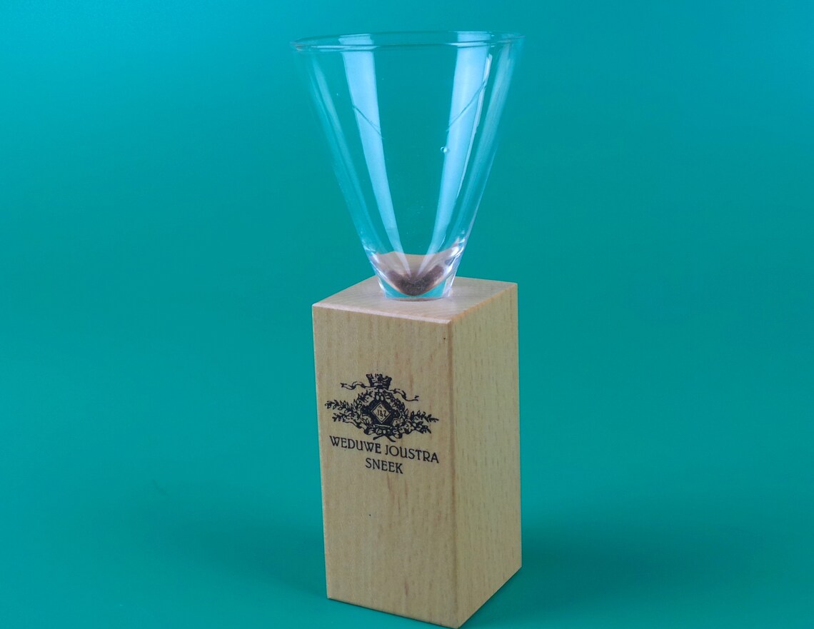 Vintage Shot Glass With Wooden Stand Weduwe Joustra Sneek Etsy