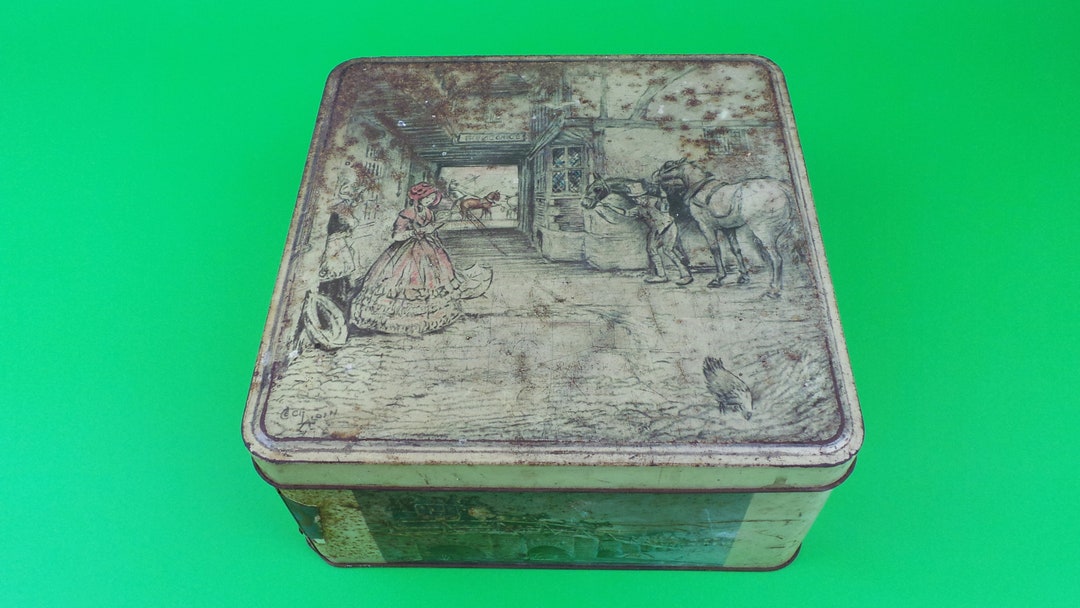 Antique Large Tin Box Huntley&palmers Rare Vintage Tin Box Etsy