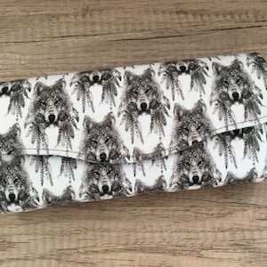 Cartera de embrague necesaria, impresión de lobos, billetera NCW, billetera grande para mujeres