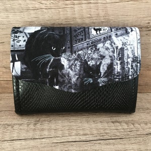 Mini Cartera de embrague necesaria, impresión de gatos negros, billetera NCW, billetera gótica para mujeres