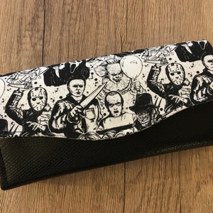 Cartera de embrague necesaria, impresión de película de terror, cartera NCW, cartera grande para mujer, piel sintética
