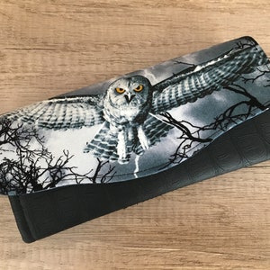Cartera de embrague necesaria, estampado de búhos, cartera NCW, cartera gótica negra grande para mujer