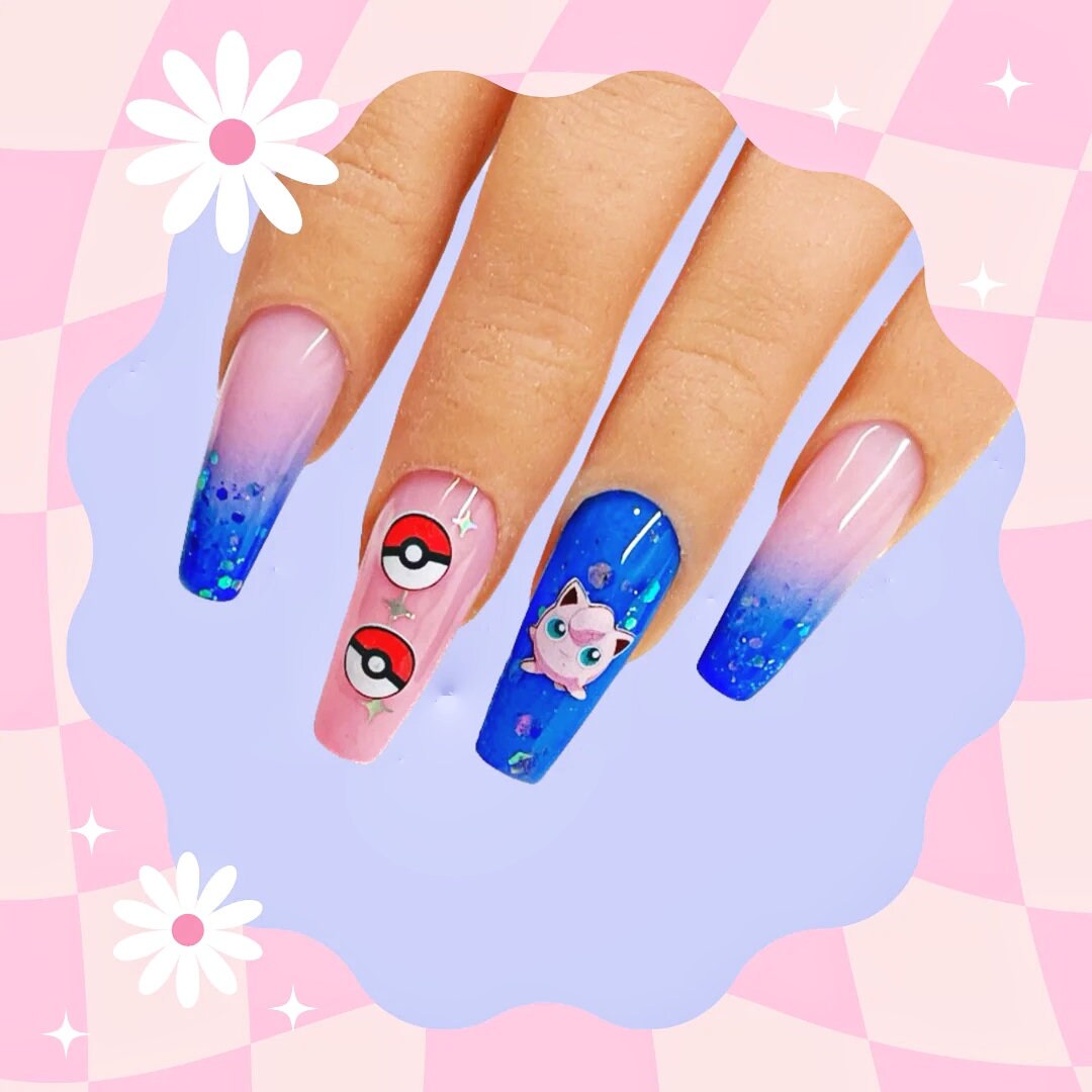 Self Adhesive Nail Art Stickers / Vinyls / Cute POKE POKE Pika Etsy