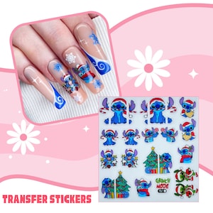 Lilo and Stitch and Smurf Nail Art Stickers, Cartoon Nail Stickers