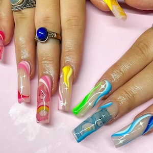 Water slide nail decals nail art nails transfers water slides CARE CUTE BEARS disney care bear inspired 90s nostalgia image 6