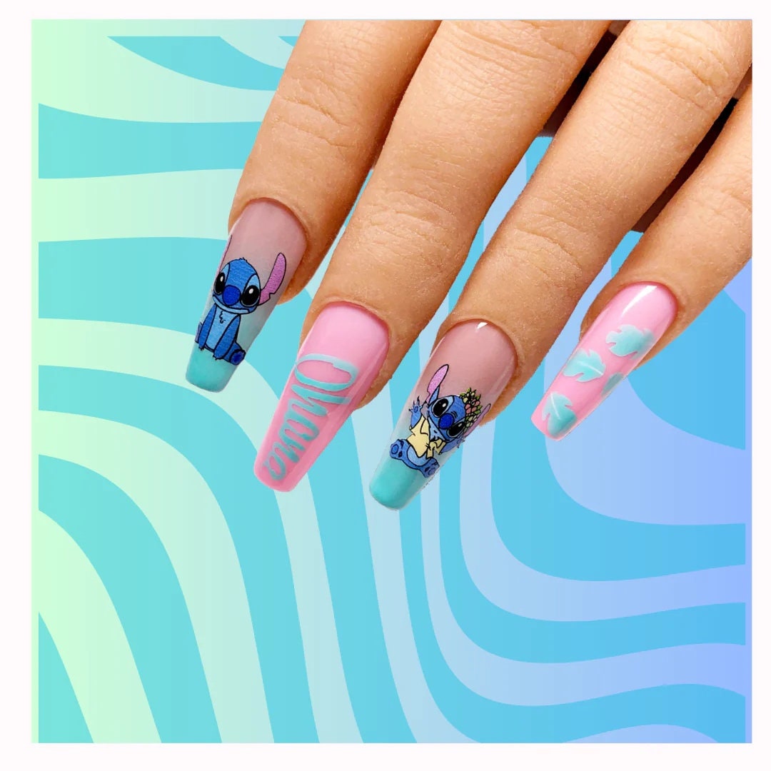 Lilo & Angel Nail Decals -   Angel nails, Nails, Clear nail designs