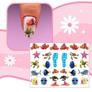Candy nails  nail art transfer stickers cute fish nemo clownfish magic kingdom
