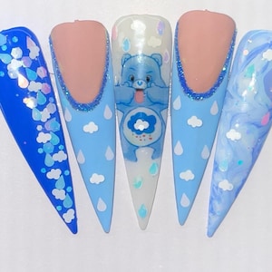 Water slide nail decals nail art nails transfers water slides CARE CUTE BEARS disney care bear inspired 90s nostalgia image 8