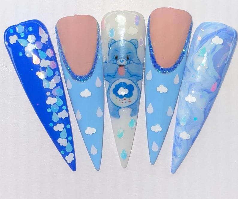 Water slide nail decals nail art nails transfers water slides CARE CUTE BEARS disney care bear inspired 90s nostalgia image 8